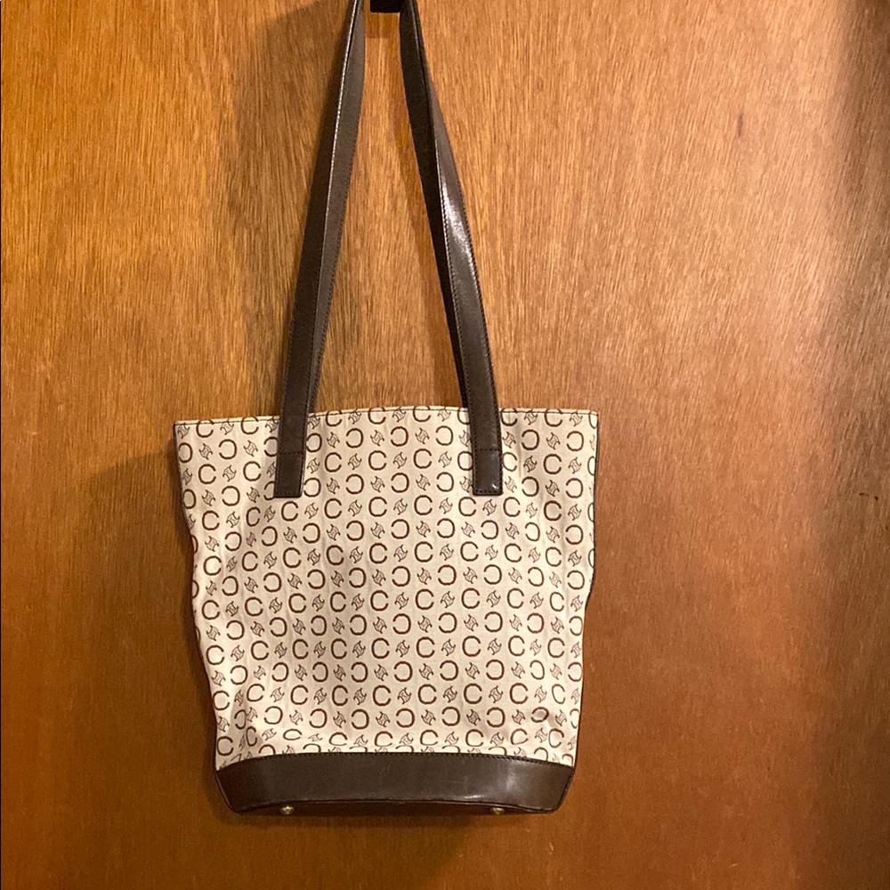 Celine Brown and Cream Tote Bag with Classic Design